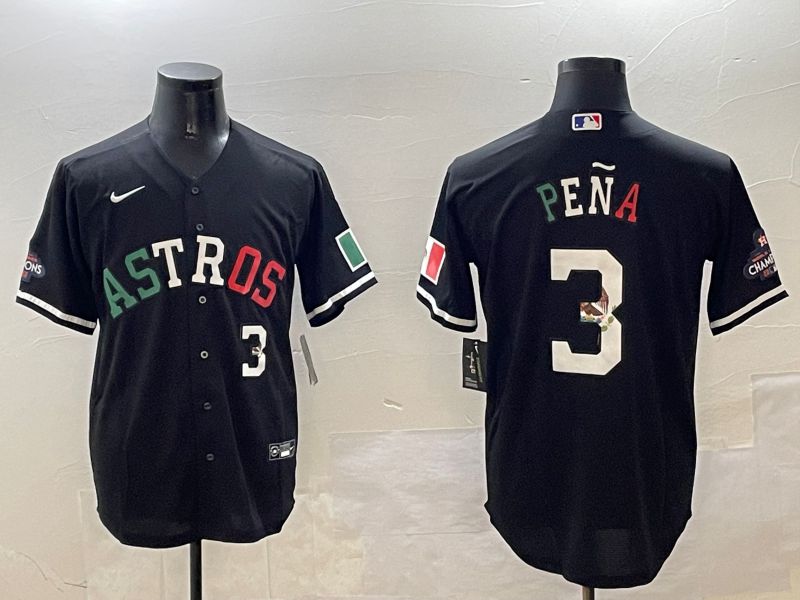 Men Houston Astros #3 Pena Black Fashion Game 2025 Nike MLB Jersey style 1